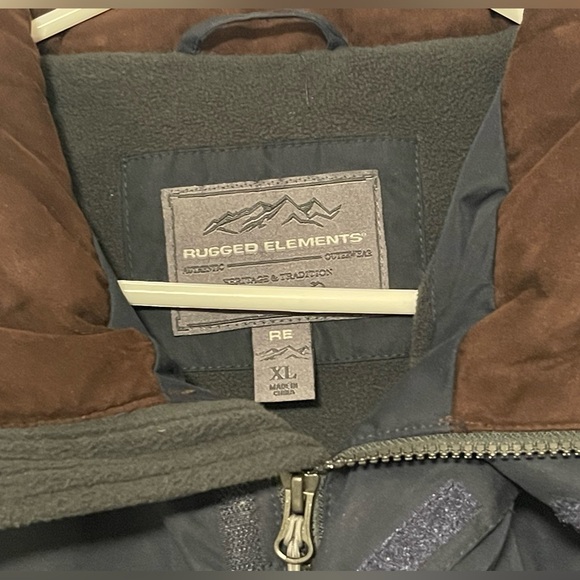 Rugged Elements Outwear Men’s XL Navy Blue Jacket Fleece Lined w/ Hood - Picture 6 of 8